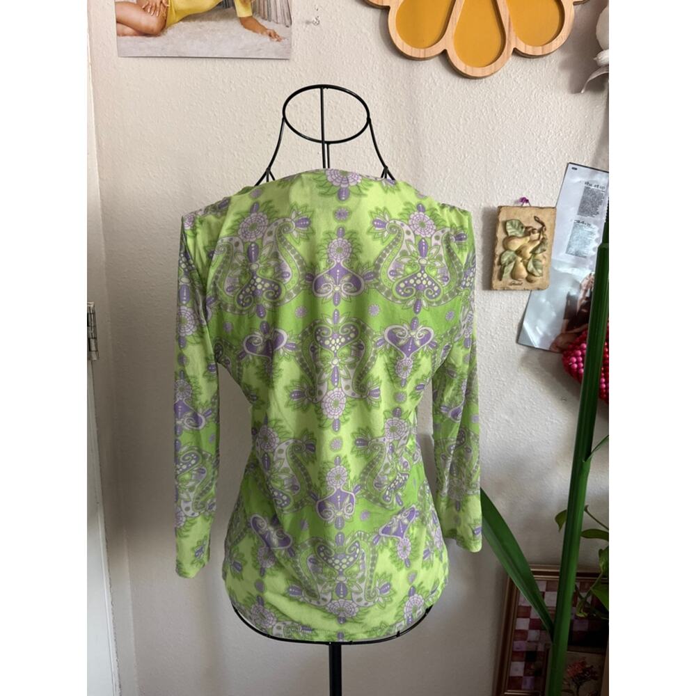 GNW Tie Front Patterned Blouse M - Picture 4 of 9